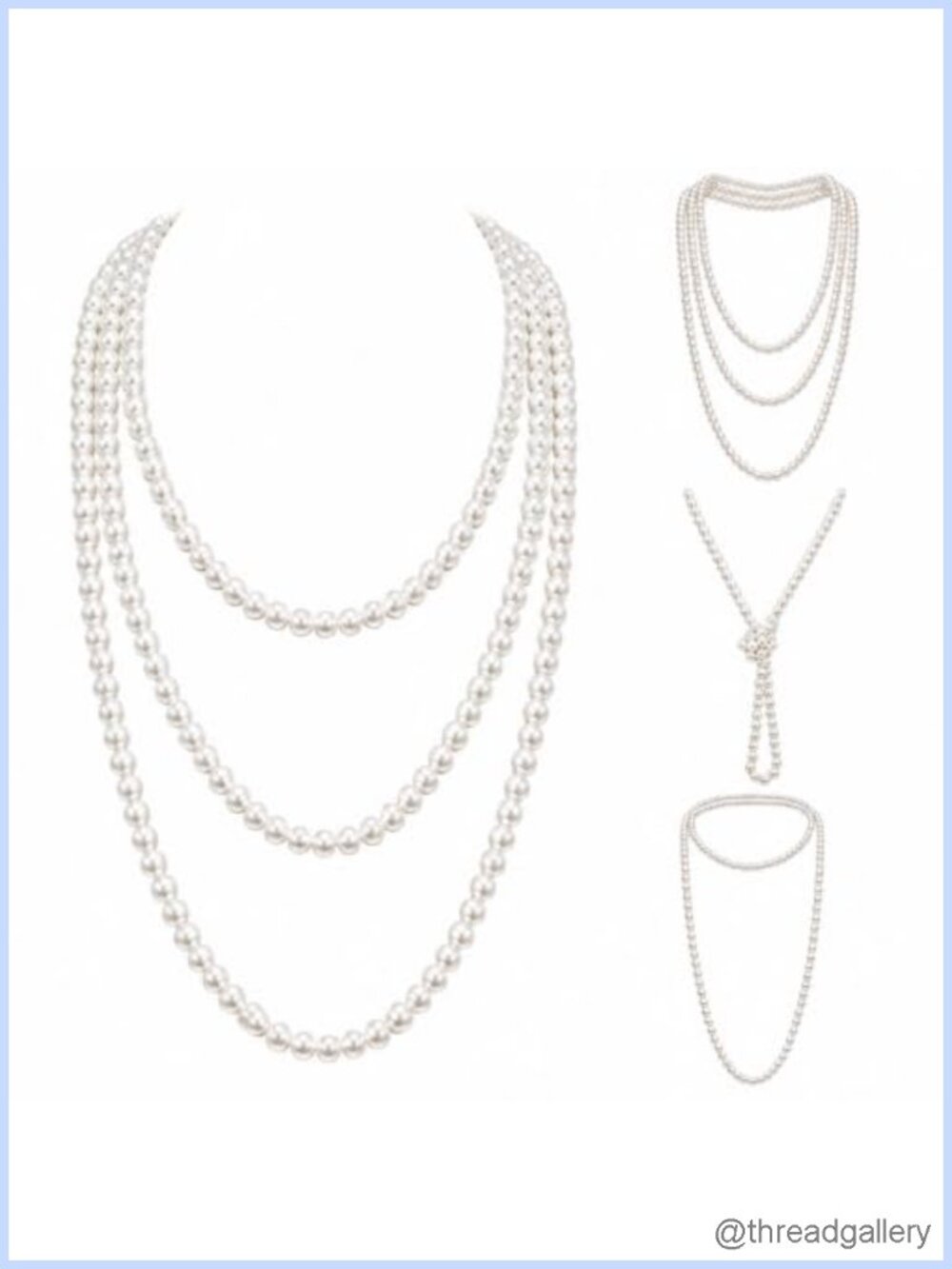Long Faux Pearl Necklace Set 2pc 71in Flapper 1920s Costume Party Jewelry